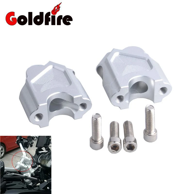 New 22mm Silver Motorcycle Bar Clamps Handlebar Bar Risers For Bmw