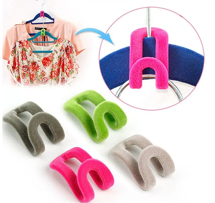 

Loozykit Cloth Hanger Hook Mini Flocking Clothes Hanger Easy Storage Hook Closet Organizer Clothes Hanger Flocking Holder 2PC