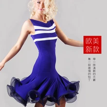 Костюмы для латинских танцев, сексуальные платья в полоску Без Рукавов Для латинских танцев, платья для женщин, конкурс латиноамериканских танцев, 5 цветов