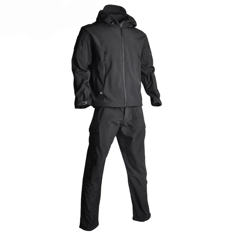Jacket + Calças Camuflagem ao ar Roupas de Caça Acampamento à Prova Ternos com Capuz Softshell Tático Define Livre Militar Caminhadas Vento Tad Men 16 calças camuflagem ao ar livre roupas de