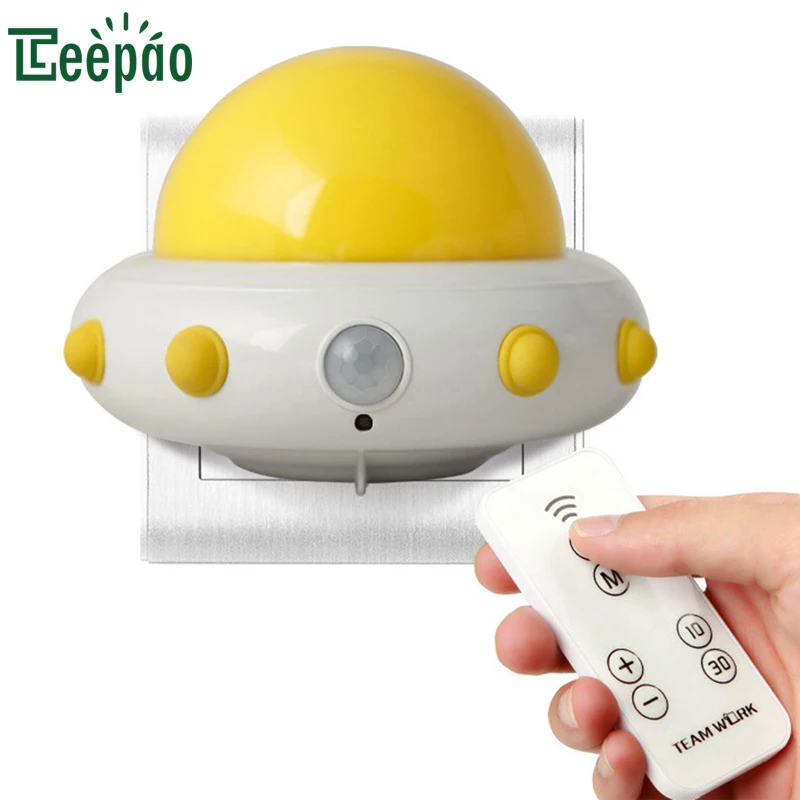 UFO Design Remote Control Small Night Light 3 Lighting Mode Wall Night