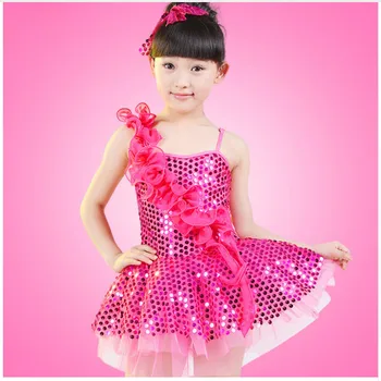 

2017 Children Girls Ballet Dress Latin Dance Performance Wear Stage Sequin Sparking Party Dress Tutu Costume Clothing