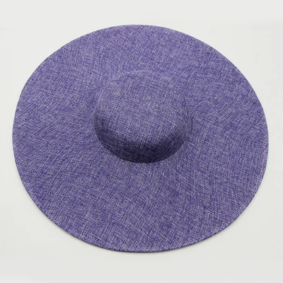 37,5 см большая шляпа база широкая с каймой плоскя Лен DIY Свадьба Коктейльная церковь дамы чародейная шляпа аксессуары DIY материал - Цвет: Фиолетовый