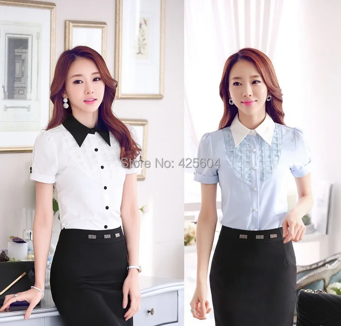 Plus Size Uniform Design Female Blouses 2015 Summer Women Shirts Office