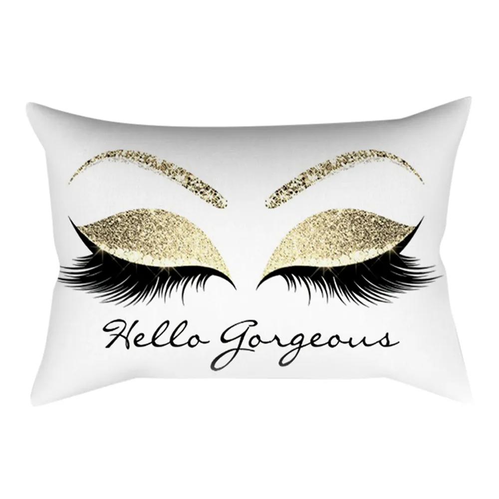 

Eyelash Soft Cushion Cover Eyes Mark Pillow Covers Decorative Sequin Glitter Throw Pillow Cases For Sofa Seat 30*50cm #YJ