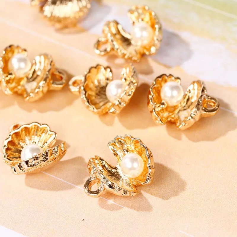 

New 30Pcs Golden Pearl Shell Rhinestone Crown Buttons/Buckleor DIY Pendant for DIY Hair accessories