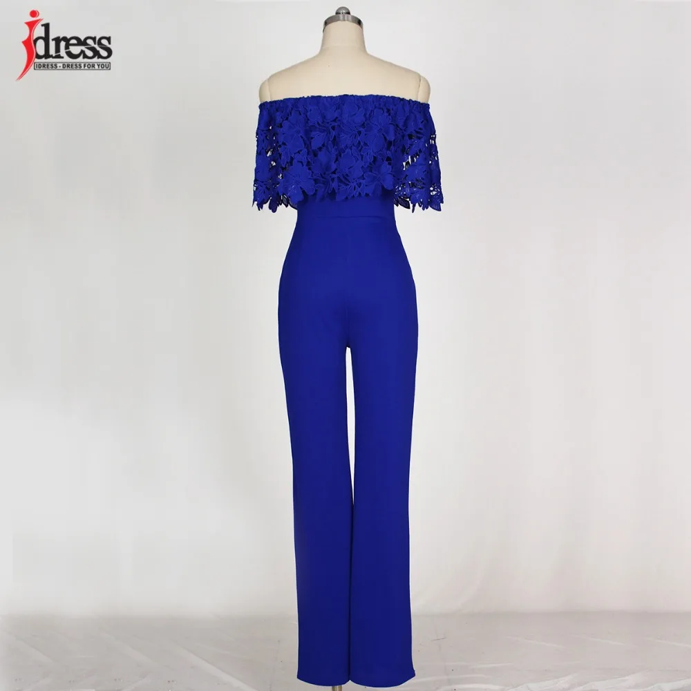 IDress Lace Crochet Rompers Women Jumpsuit Sexy Strapless Bodycon Jumpsuit Wide Leg Black White Yellow Long Pant Romper Overalls (2)