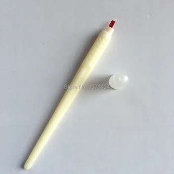 

New package 50pcs Disposable micro-blading pen with needle red 12pin blade for 3D manual permanent makeup tattoo cosmetic