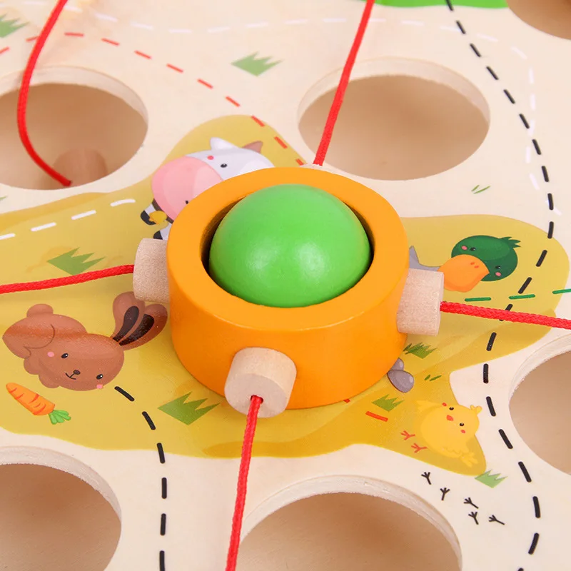  Funny Creative Pull Ball Table Game Children Wooden Maze Children's Early Education Intellectual Pa