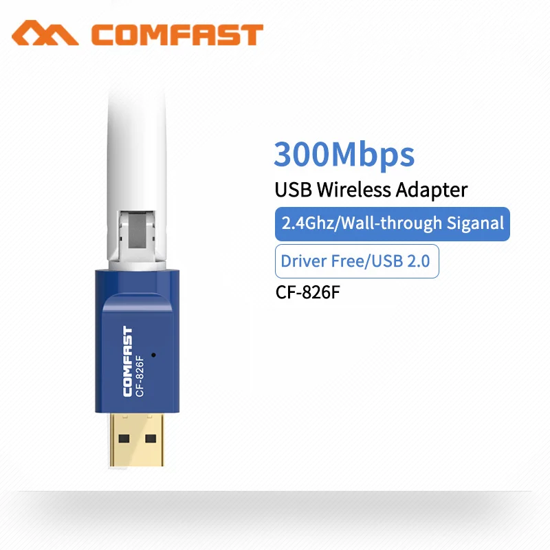 Comfast CF-826F 6dbi Antenna USB wifi Adapter Wireless network Card 802.11b/n wifi antenna transmitter PC WI-FI LAN Receiver Comfast CF-826F 6dbi Antenna USB wifi Adapter Wireless network Card 802.11b/n wifi antenna transmitter PC WI-FI LAN Receiver