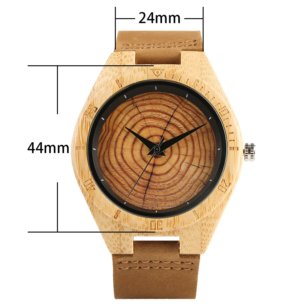 Casual Log Wooden Men's Wrist Watch Simple Nature Design Gear Pattern Dial Bangle Clock Father's Day Gift for Dad Quartz Watches (14)