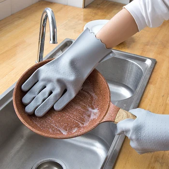 

Multifunctional Silicone Decontamination Non-Stick Oil Household Cleaning Gloves Non-Slip Dishwashing Brush Pot Housework Gloves