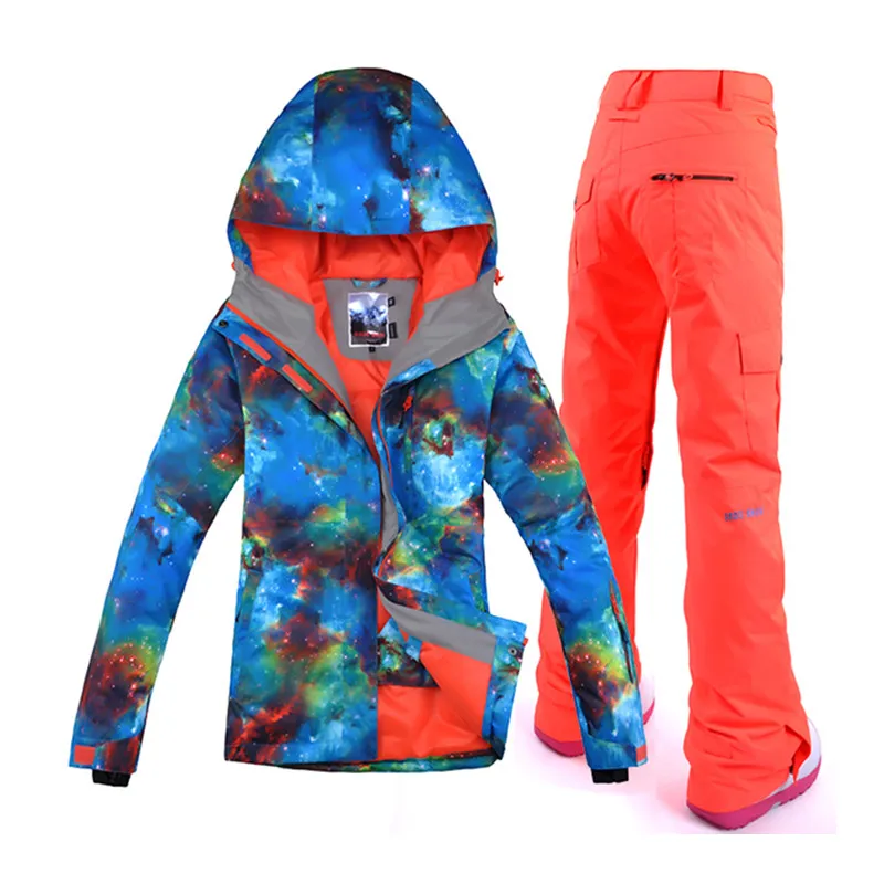 

Wintersport 2018 Ski Suit Womens Ski Suits Snowboard Jackets Snow Skiing Pants veste ski femme warm waterproof clothes
