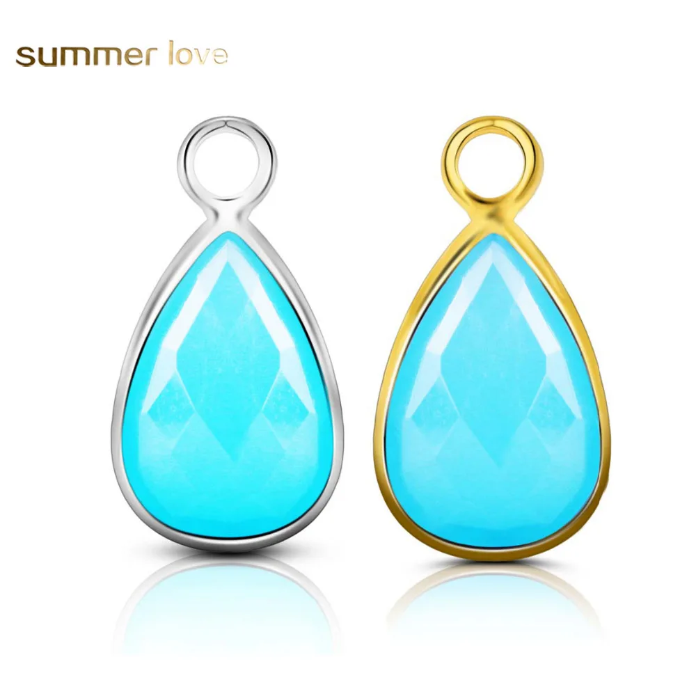 Light Blue Water Drop Glass Charms DIY Bracelet Necklace Jewelry Making