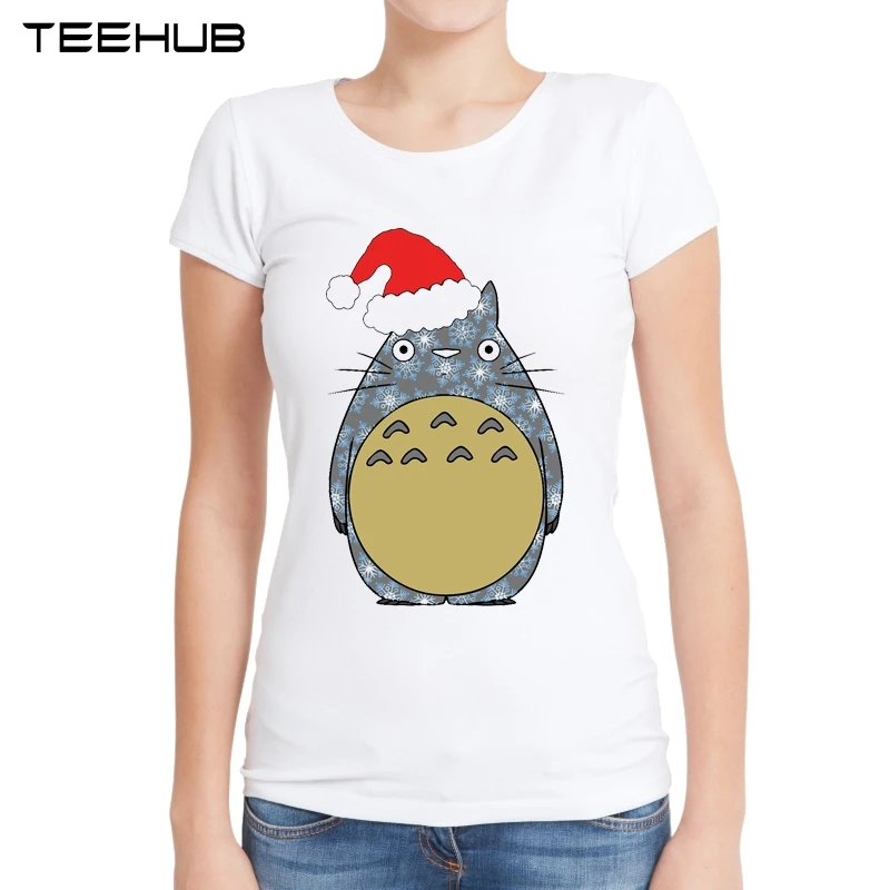 Рождественские женские футболки TEEHUB Totoro забавная футболка Тоторо с принтом