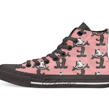 Высокие парусиновые туфли с изображением кота Феликса; повседневные кроссовки унисекс на плоской подошве; Прямая поставка