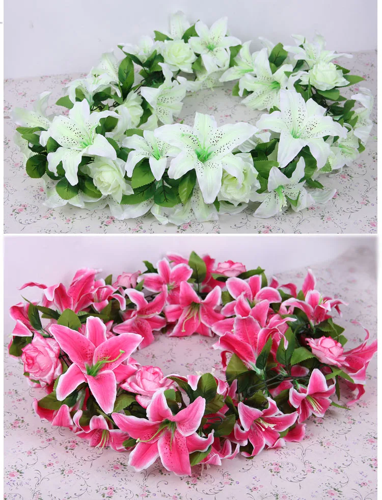 one Lily & Rose Full Flower vine artificial rattan flower arch flower Large lily Artificial Garland For Wedding Decorations one Lily & Rose Full Flower vine artificial rattan flower arch flower Large lily Artificial Garland For Wedding Decorations