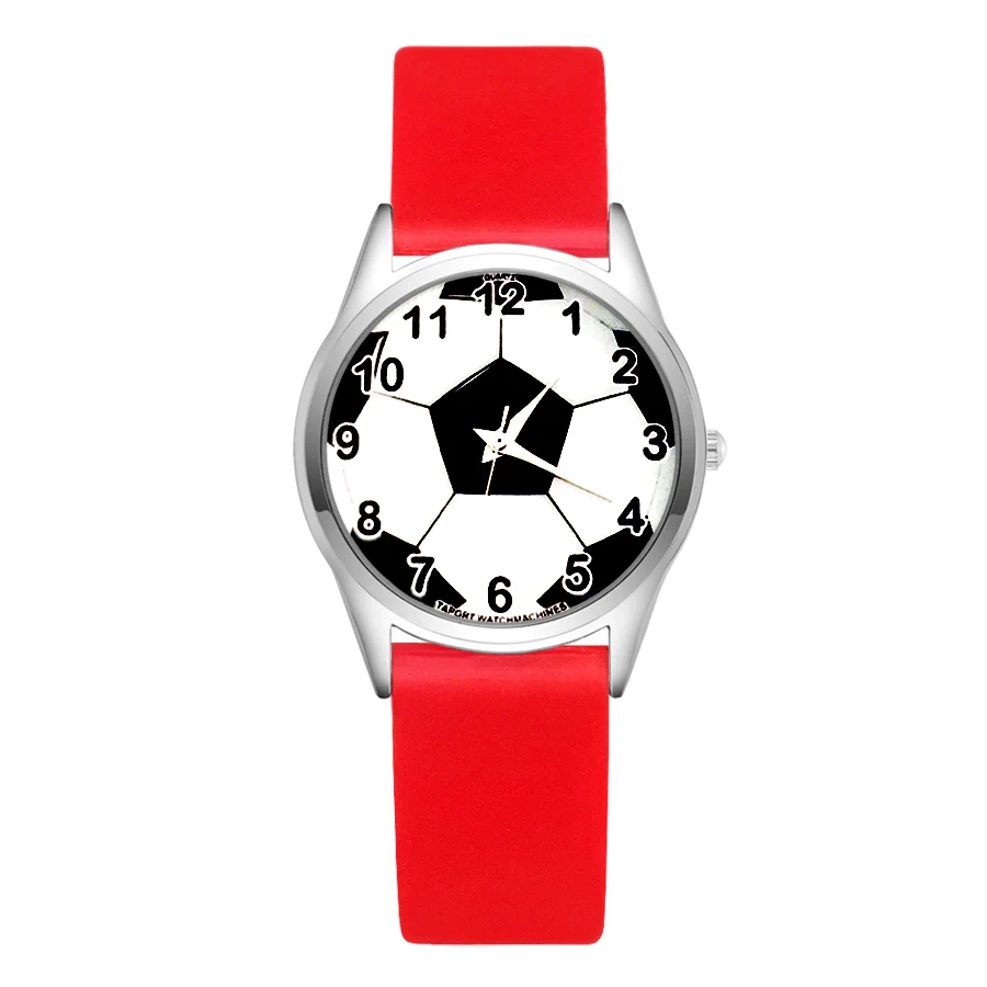Мультфильм довольно футбольная стиль детские часы Для женщин студенты девушки парни кварцевые мягкий силиконовый ремень наручные часы JC57 - Цвет: Red