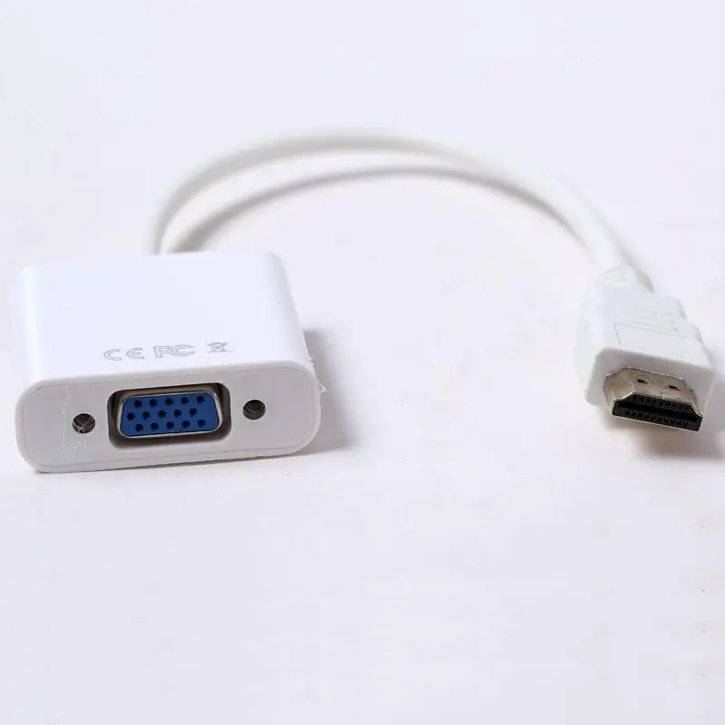 Высококачественный адаптер hdmi-vga Male To Famale Transfer 1080 P цифровой аудио линии для ТВ ПК ноутбук планшет - Цвет: White No Audio