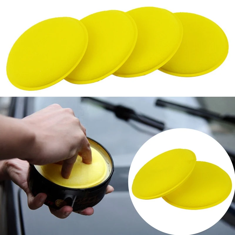 

12pcs/Lot Car Yellow Care Wash Sponge Pad Soft Wax Vehicle Waxing Polishing Foam Sponge Hand For Car Detailing Clean