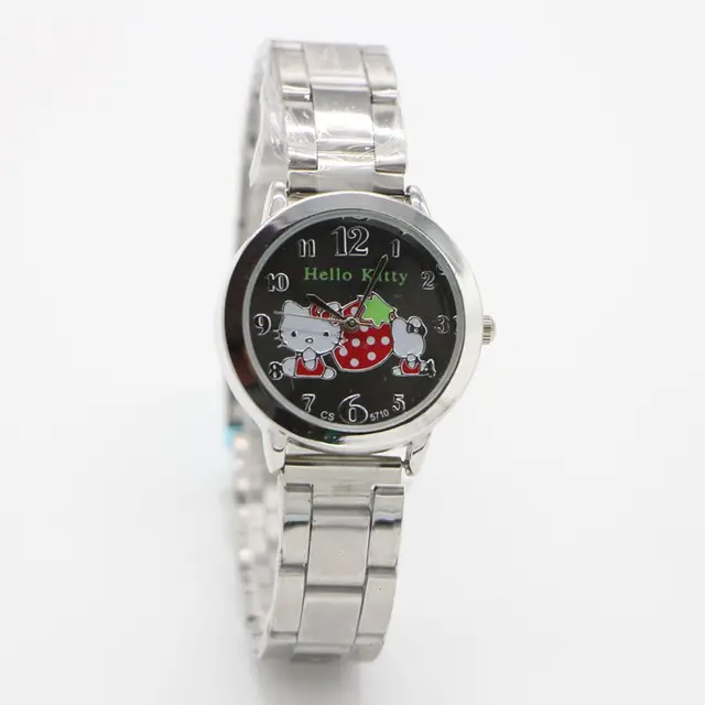 Lovely stainless steel Hello Kitty Strawb Watch Girl Women Dress Fashion Crystal Lovely stainless steel Hello Kitty Strawb Watch Girl Women Dress Fashion Crystal