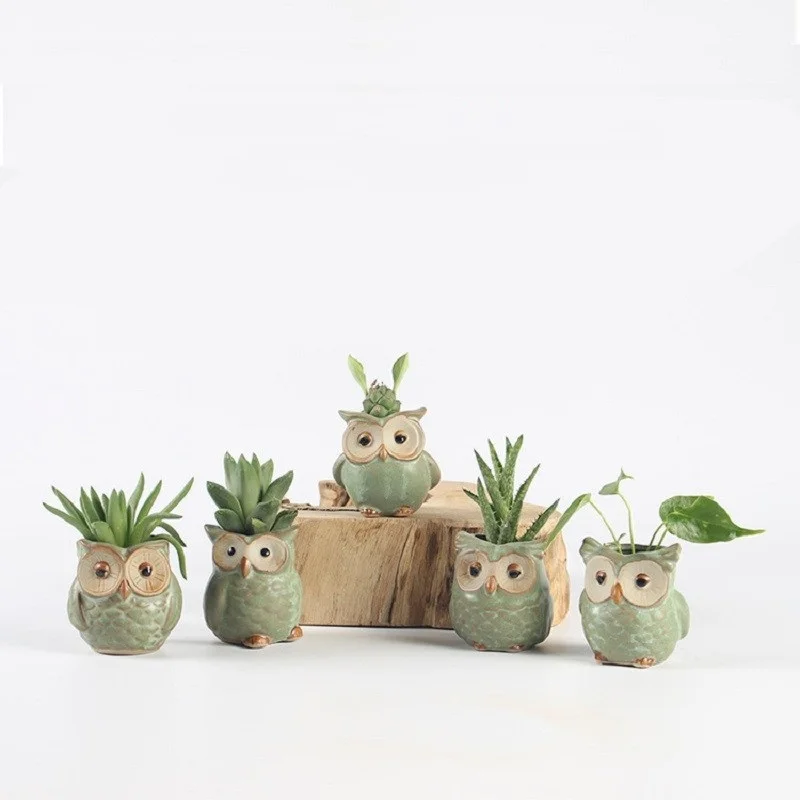 5 Pcs/Set Creative Ceramic Owl Shape Flower Pots | Дом и сад