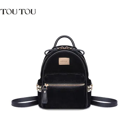 TT001 Женский мини-рюкзак, Модный молодежный кожаный рюкзак для девочки-подростка, Маленькая женская школьная сумка на плечо, рюкзак mochila - Цвет: Suede black L