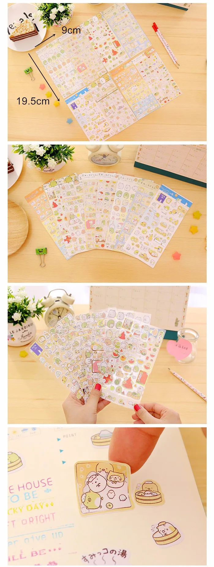 Urso dos Desenhos Animados do Pinguim Selo de Papel para Frame Lote Kawaii Animais Adesivos Urso Ferramentas Papelaria Carta Jornal A6142 48 Pçs - 4 Material escolar e de escritório