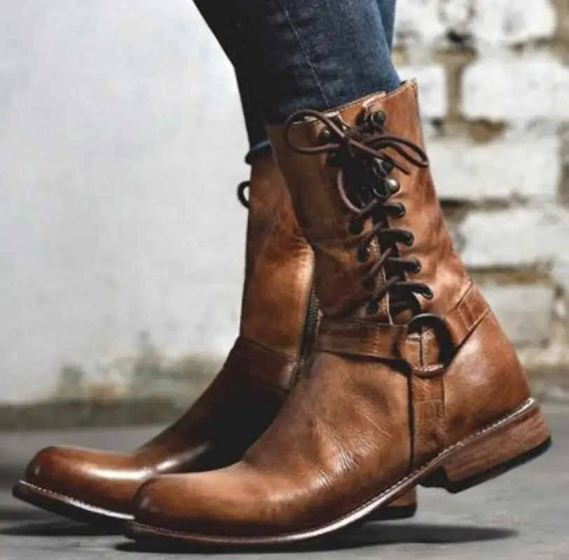 Zapatos mujer sapato Женские ботинки до середины икры Дамская обувь винтажные