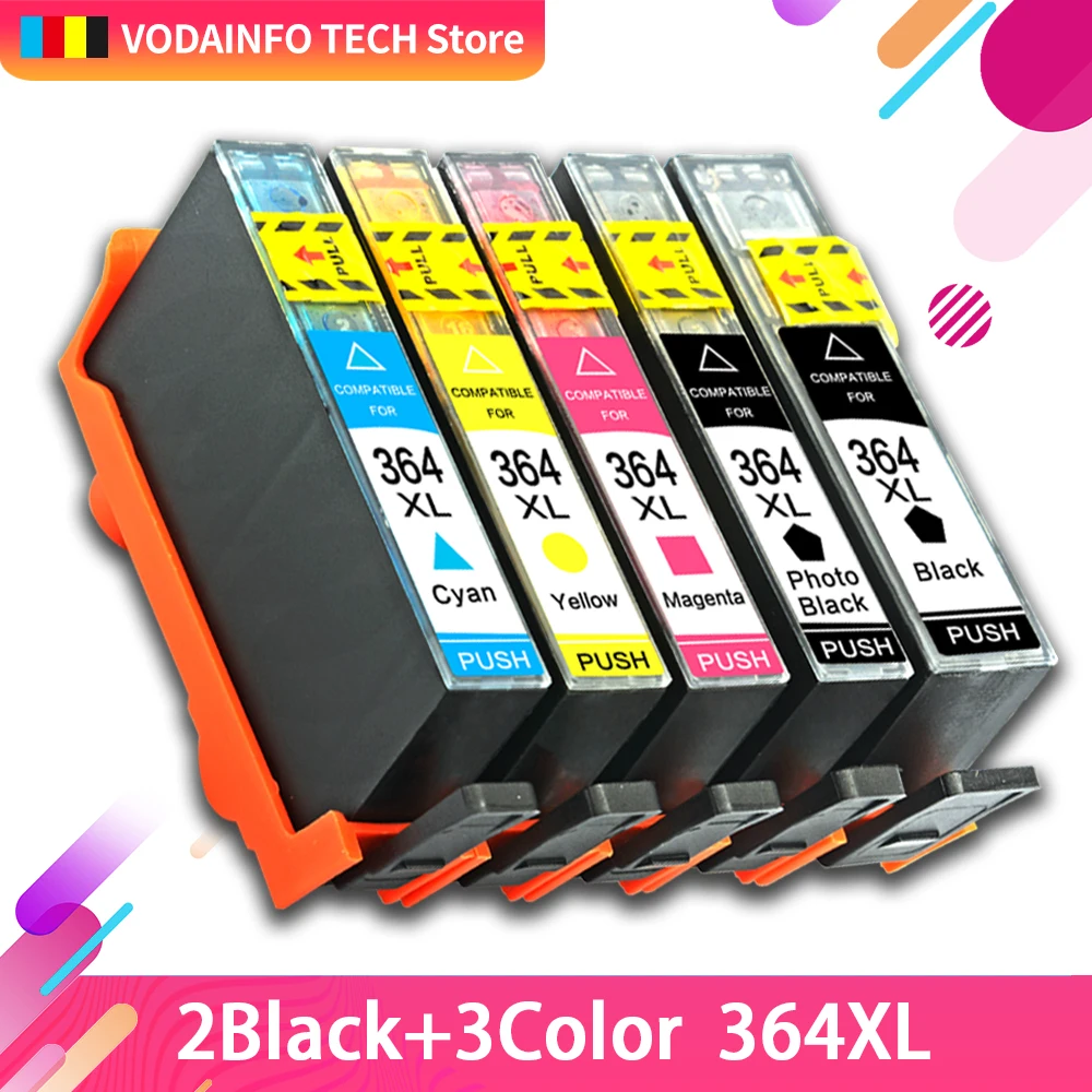 QSYRAINBOW 5 шт в упаковке 364XL Замена чернильных картриджей для HP 364 xl с чернилами Deskjet