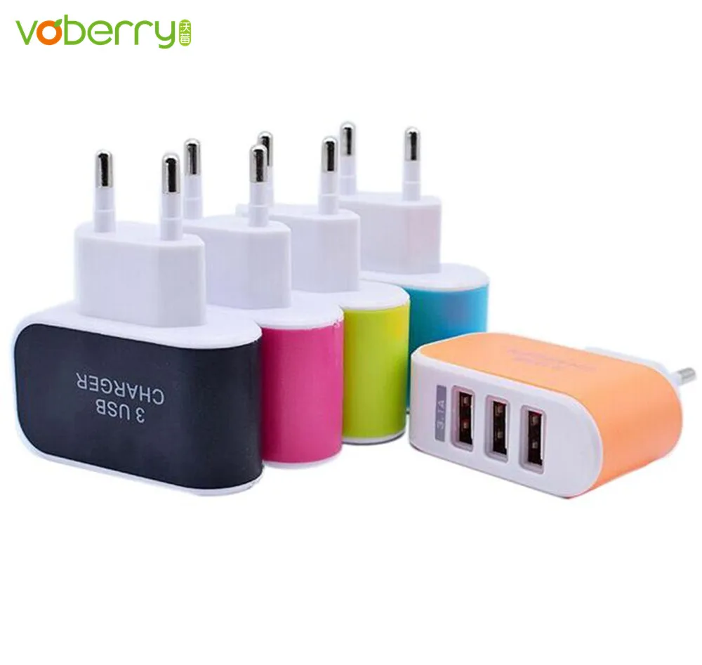 

VOBERRY 3 Ports 3.1A Triple USB Wall Home Port Travel AC Charger Adapter For Android mobile Phone Charger EU Plug Dropshipping