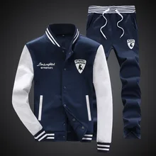 Весенне-осенняя мужская мода, свободный воротник-стойка, вышивка, повседневная с буквенным принтом, комплект из 2 предметов, мужской большой комплект chandal hombre