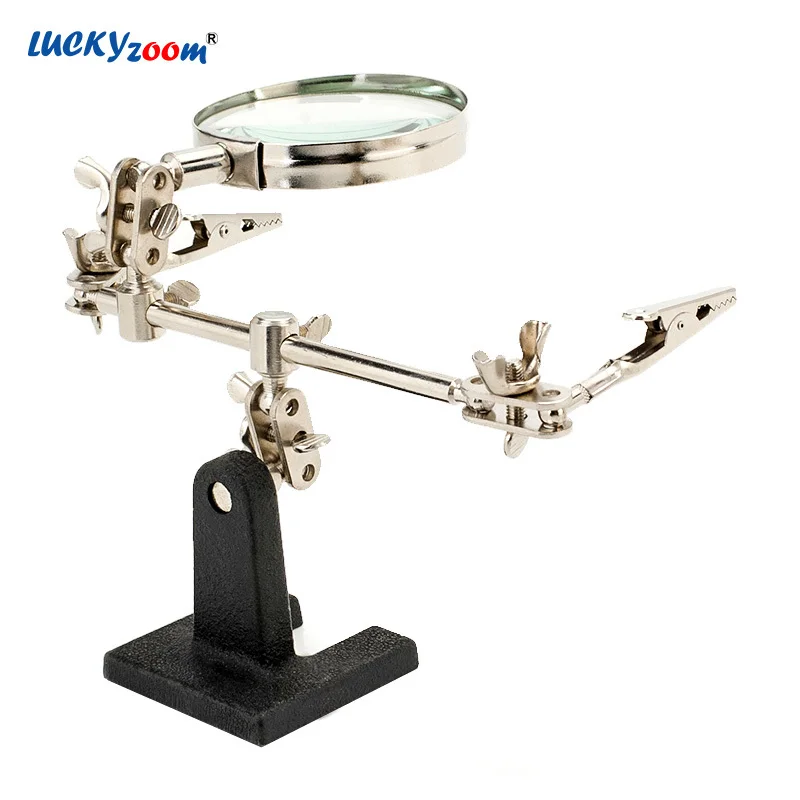 5X Third Hand For Soldering Magnifier Metal Welding Helping Hand Magnifying Glass With Auxiliary Clip Electric Iron Repair Lupe