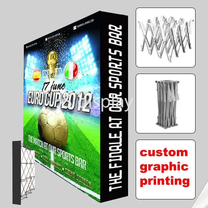 

10ft Straight Trade Show Display Fabric Pop Up Stands Booth Banner Backdrop Wall with Custom Graphic Print