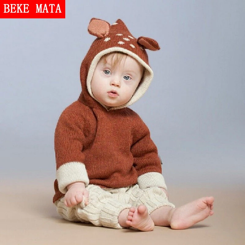 

BEKE MATA Baby Sweaters Winter 2016 Casual Deer Double Knit Girl Sweater Cotton Hooded Boys Sweaters Pullovers Children's Coat