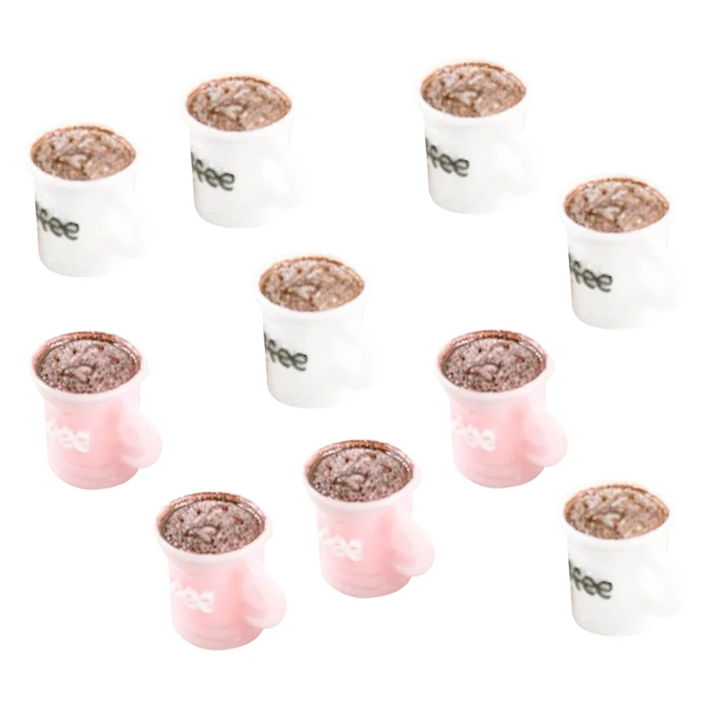 10 Pieces Mini House Resin Coffee Cup Tableware Decoration Dollhouse Miniature Layout Accessories