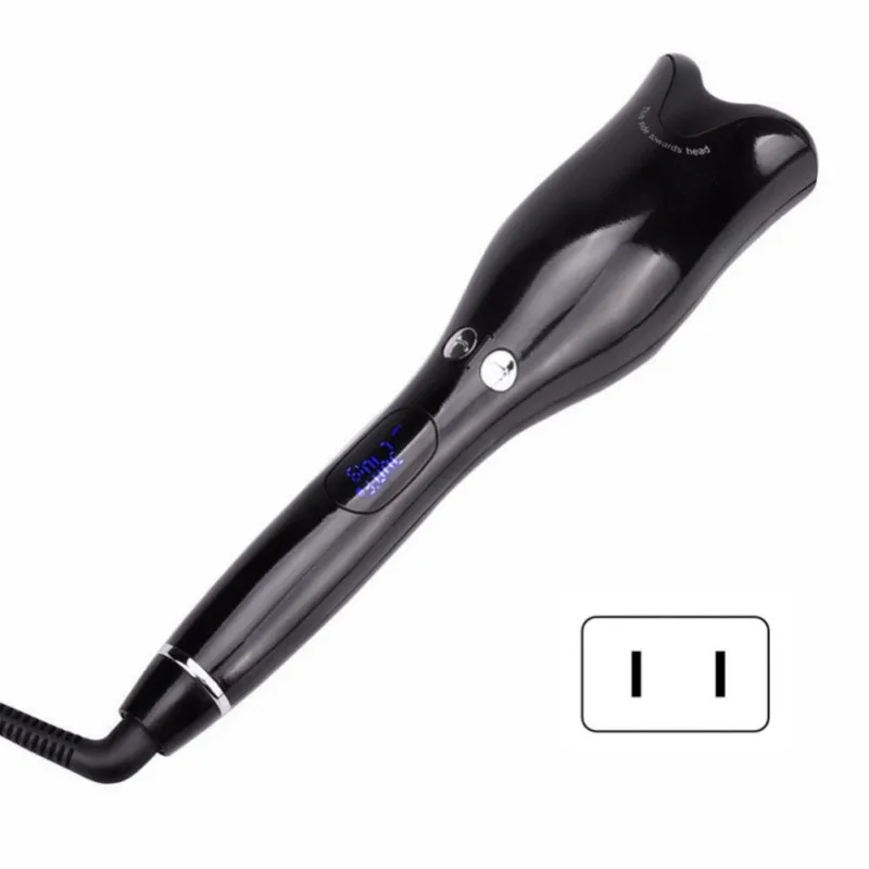 Автоматическая Плойка для завивки воздуха, палочка для завивки волос, вращающиеся щипцы для завивки волос, инструменты, титановые Автоматические щипцы для завивки волос - Цвет: US Plug Black