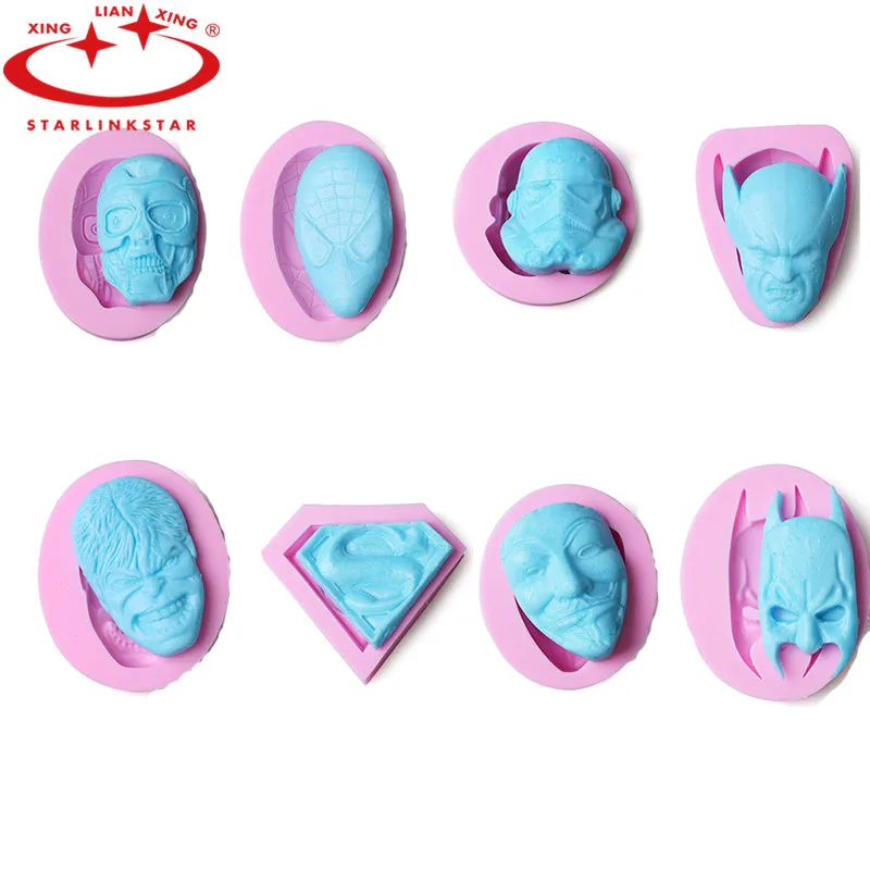 1 Pcs 8 Types 3D Silicone Cartoon Character Cake Mold Fondant Mold Famouse Super Heros Baking
