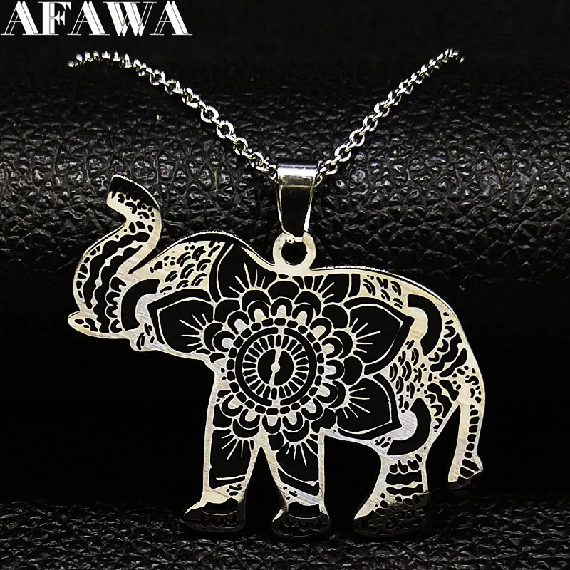 Модное ожерелье из нержавеющей стали черного и серебряного цвета, ожерелье для женщин, колье со слоном, ювелирные изделия-ожерелья mujer N18748