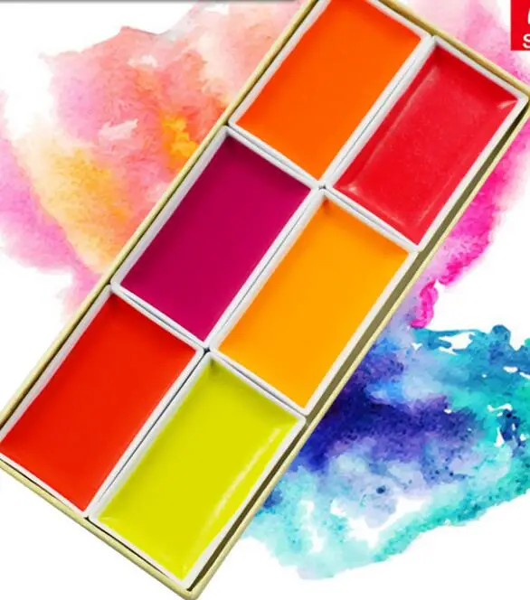 Сакура Kissho Твердые Водные краски Выделите флуоресцентные краски набор 6 цветов Япония Lumi Occent цвет Сакура японские краски - Цвет: Standard