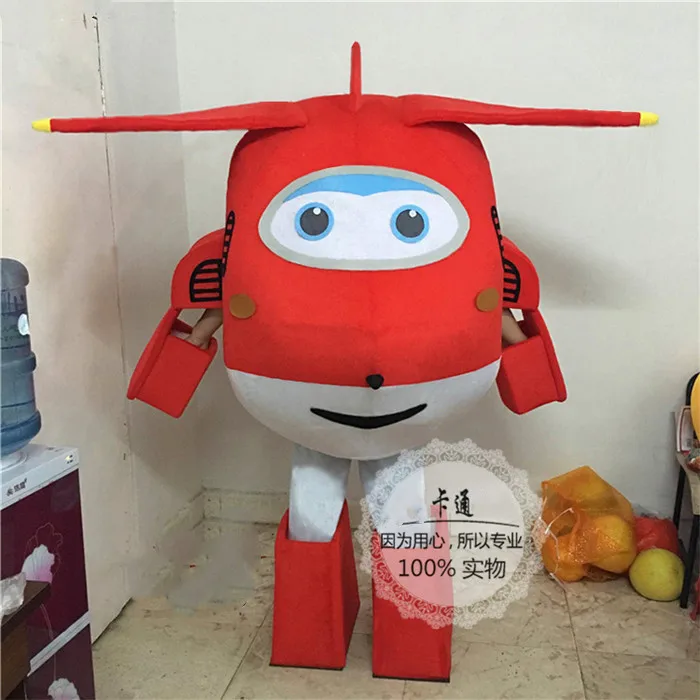Super Wings Jett Mascot Costume Plane Cartoon Character Mascot Birthday