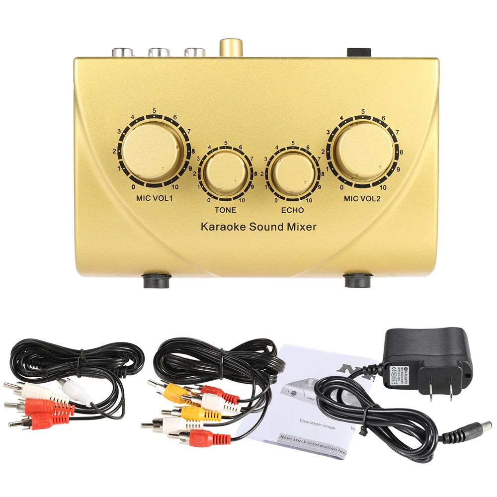 

Karaoke Sound Mixer Dual Mic Inputs With Cable N-1 Silver Color
