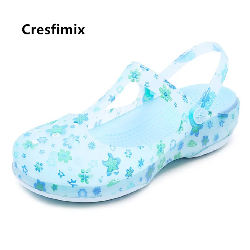Женские туфли на плоской подошве Cresfimix легкие прозрачные без шнуровки летняя