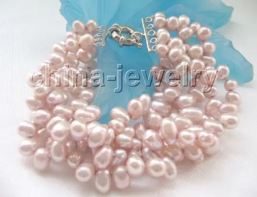 

hot sale FREE SHIPPING ***** Beautiful 8" 5row 7-8mm natural purple freshwater pearl bracelet
