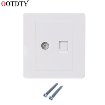 

OOTDTY RJ45 Network Adapter+TV Antenna Coaxial Wall Mount Output Faceplate Panel Socket
