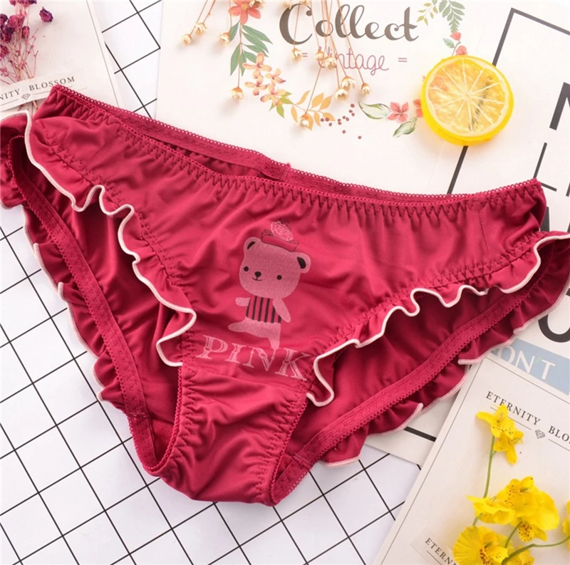 

High quality underwear women sik silk cotton panties transparent satin sexy brief women underwear thong tanga cute cat dog panda
