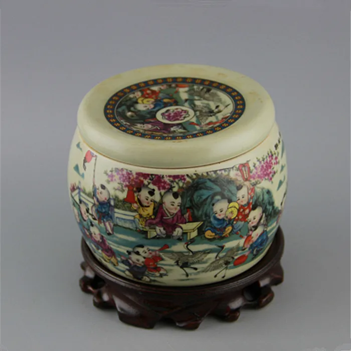 

Rare old Chinese pastel porcelain jar,Cricket fighting place,Hand painting crafts,Free shipping