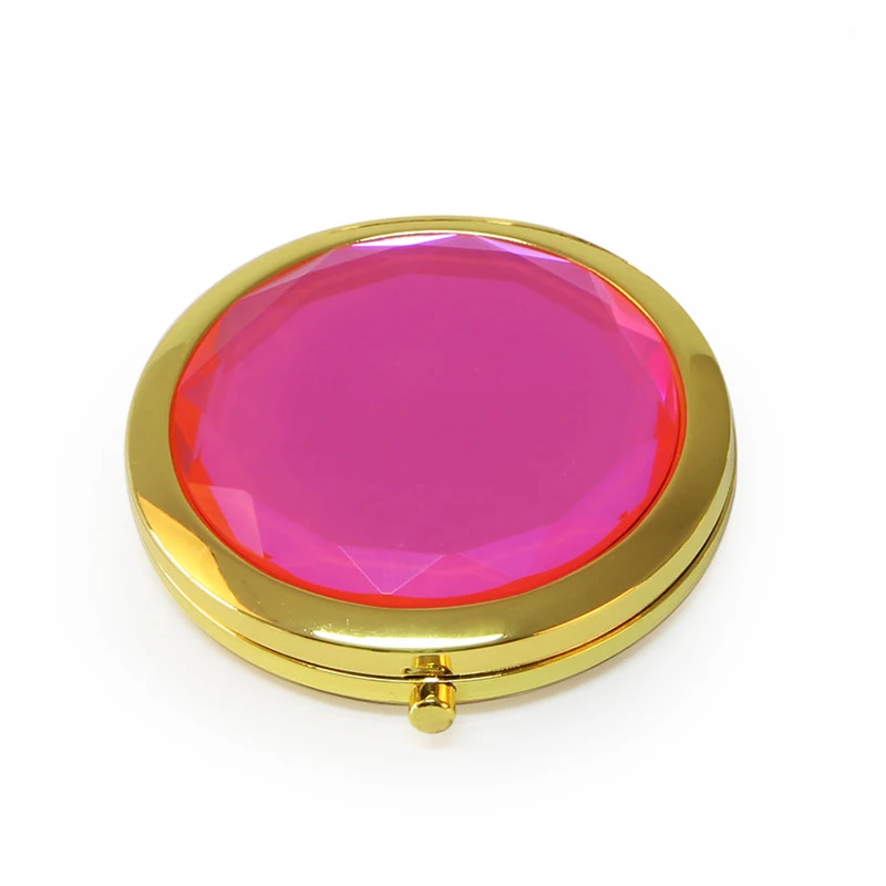 

Pink Crystal Compact Mirror Lovely Folded Makeup Compact Metal Mirror Dual Sides Pocket Watches Shape Mirror for Wedding