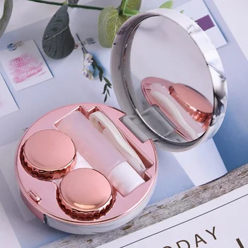 

Portable Marble Pattern Surface Contact Lens Case Round Mirror Cover Contact Lens Case Travel Container Holder