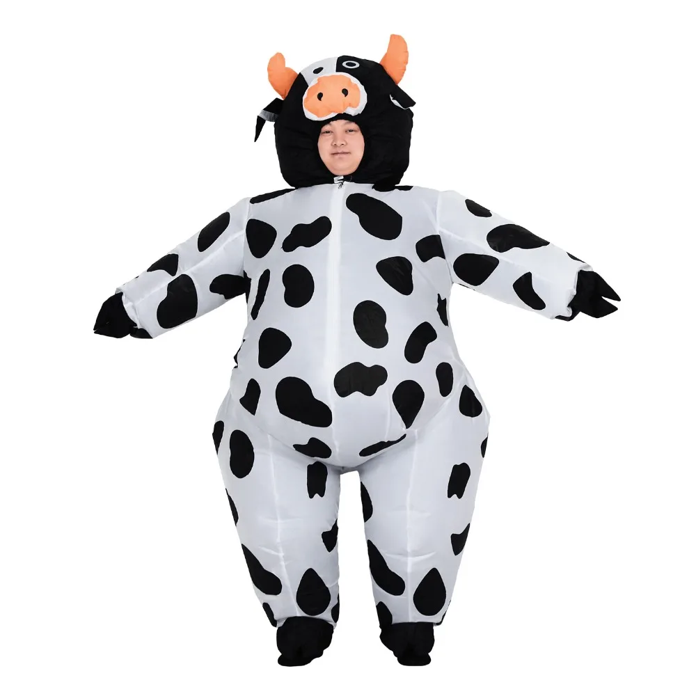 Inflatable Cow Costume for Adult Women Men Kid Boy Girl Halloween Party Carnival Cosplay Dress Blow Up Suit Animal Mascot Outfit